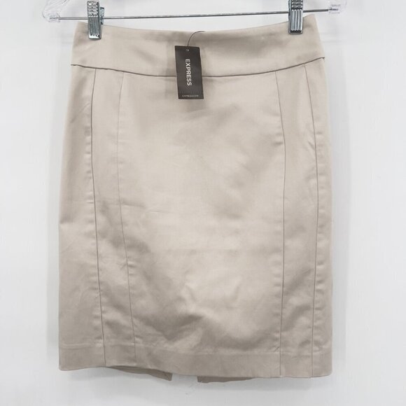 Express Women's Lined Mini Pencil Skirt Cream Size 00 NWT - Picture 1 of 8